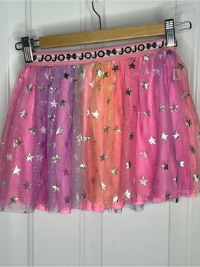JoJo Siwa Tulle Skirt Tutu Pink Sparkle Silver Stars Dance Moms Girls Size 7/8